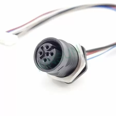 Conector M12 de plástico - A carcaça do conector M12 de plástico é feita de PA66 com uma porca de SUS 316, o que confere ao conector uma excelente capacidade de resistência à corrosão.